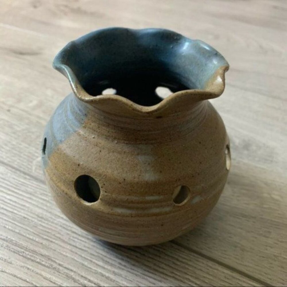 Vintage studio pottery artist singed candle holder